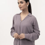 Levender V  Neck Pintex Top