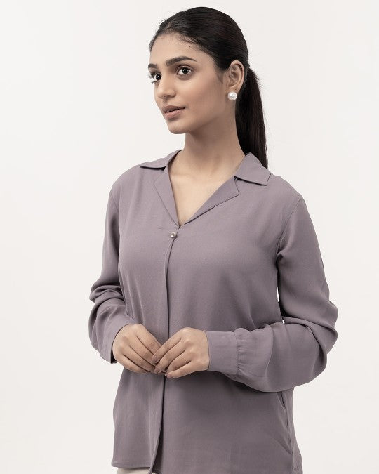 Levender V  Neck Pintex Top