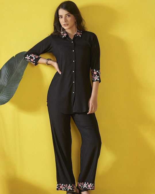 Black 2 Pcs Co-ord Set