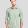 Premium Oxford Cotton - Casual Wear Green And White Vertical Stripes Shirt (SF)