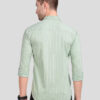Premium Oxford Cotton - Casual Wear Green And White Vertical Stripes Shirt (SF)