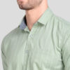 Premium Oxford Cotton - Casual Wear Green And White Vertical Stripes Shirt (SF)