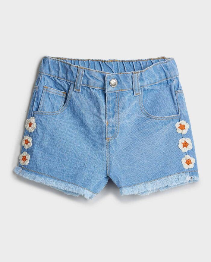 Washed Denim Shorts with Adjustable Belt