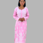 Baby Pink Chikankari Long Kurta Set Trooking