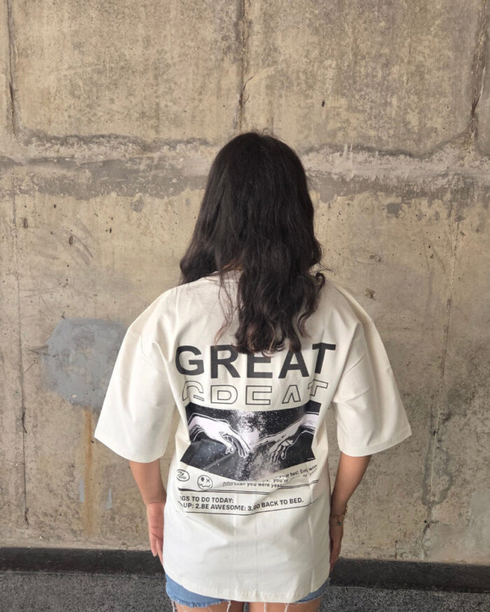 White Short-Sleeved, Oversized T-shirt