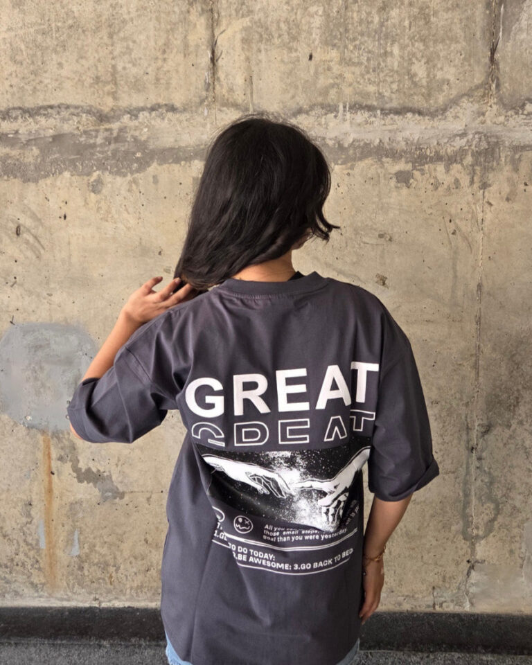 Dark Grey Short-Sleeved, Oversized T-shirt