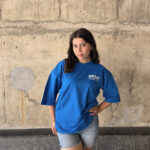 Dark Blue Short-Sleeved, Oversized T-shirt