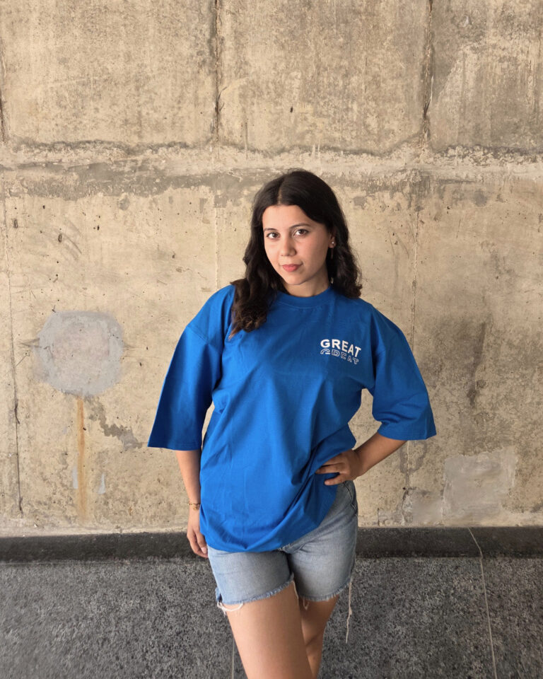 Dark Blue Short-Sleeved, Oversized T-shirt