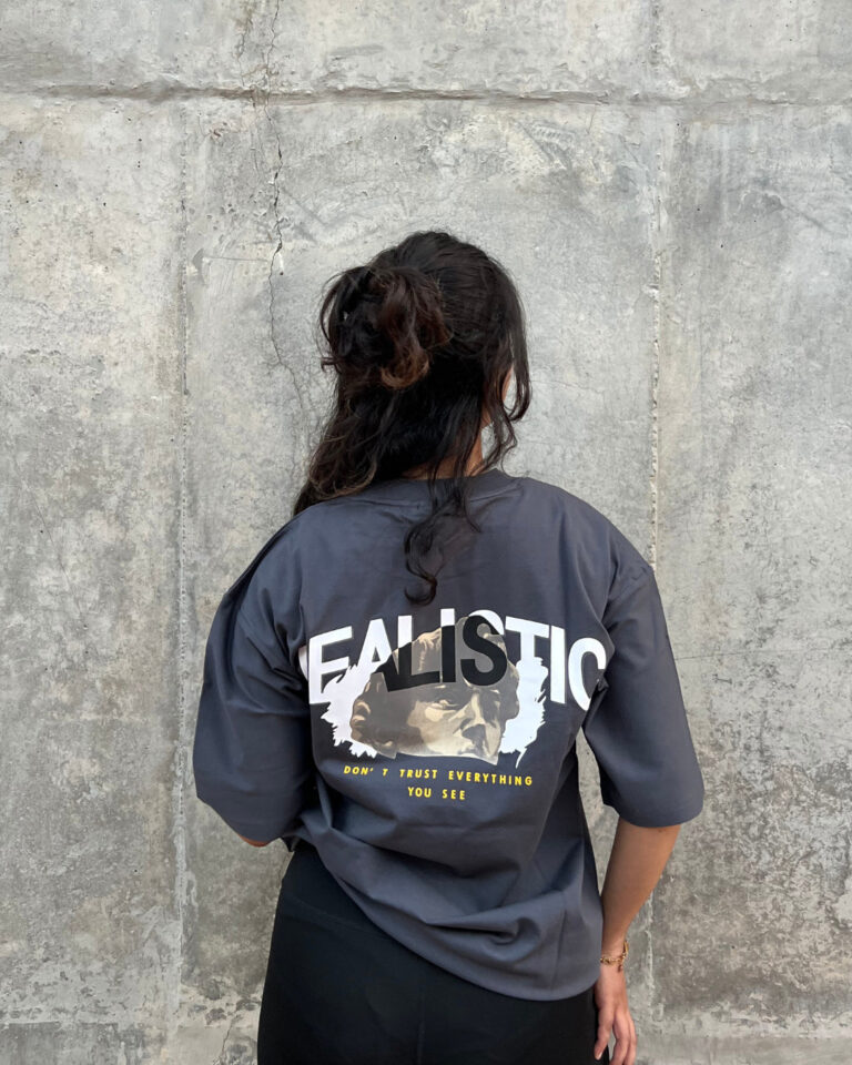 Grey Crew Neck Men's Oversized T-Shirt