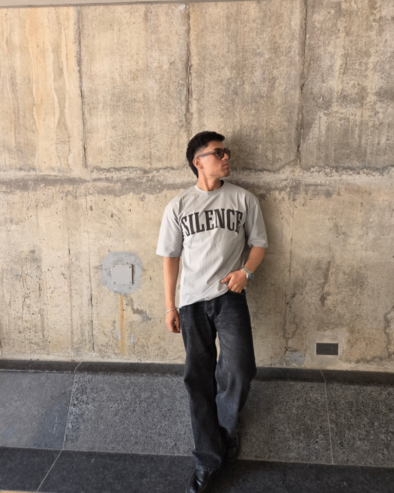 Light Grey Short-Sleeved, Oversized T-shirt