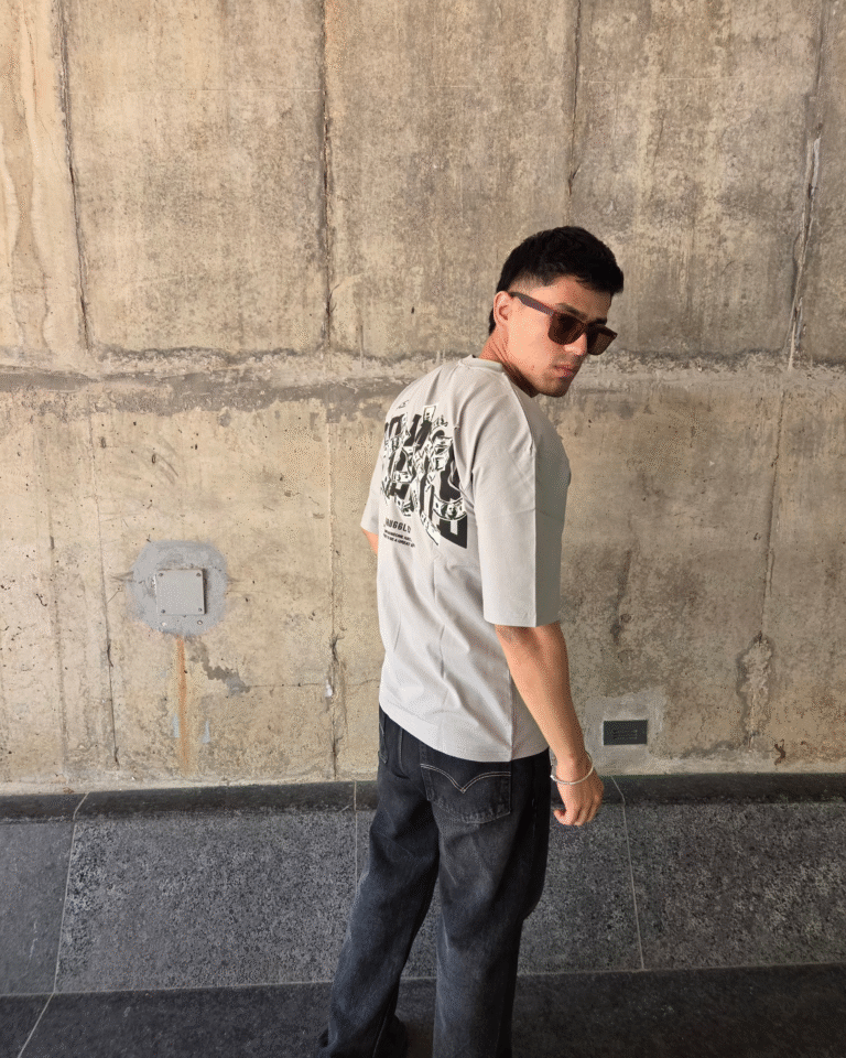 Light Grey Short-Sleeved, Oversized T-shirt