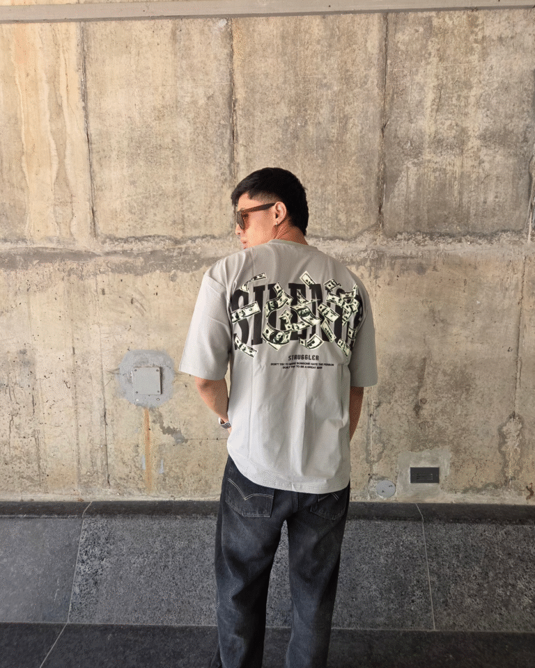 Light Grey Short-Sleeved, Oversized T-shirt