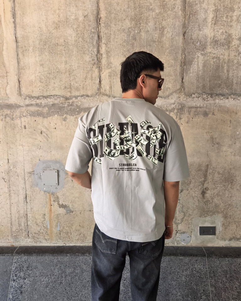 Light Grey Short-Sleeved, Oversized T-shirt