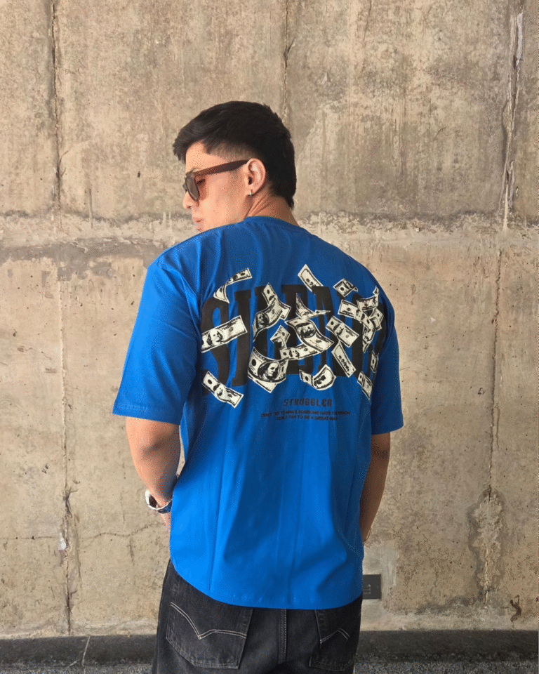 Dark Blue Short-Sleeved, Oversized T-shirt