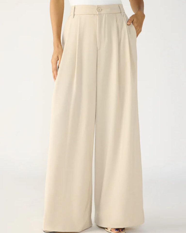 Cream Straight Fit Tailored Pants