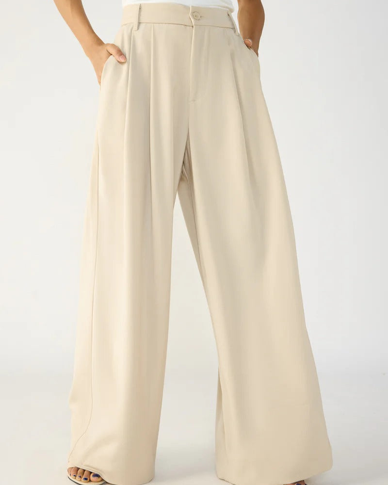 Cream Straight Fit Tailored Pants