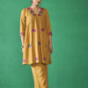 Yellow floral embroidered co-ord set for women