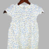 White Blue Floral Print Kids Frock