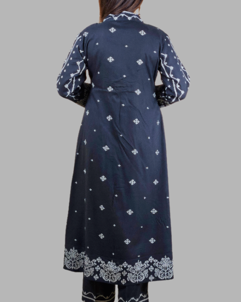 2_567028cd-a353-48fa-bb3e-177664bb400f Black V Neck 2 Pcs Anarkali Kurta Set