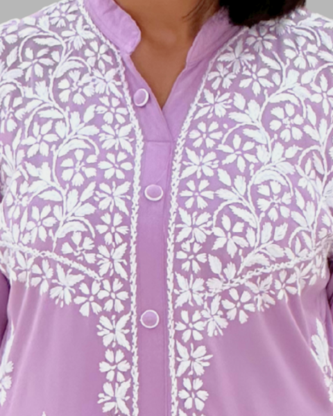 2_Pcs_Lilac_Floral_Chikankari_Long_Kurta_Set_7 Lavender Floral Chikankari Long Kurta Set for women_trooking fashions