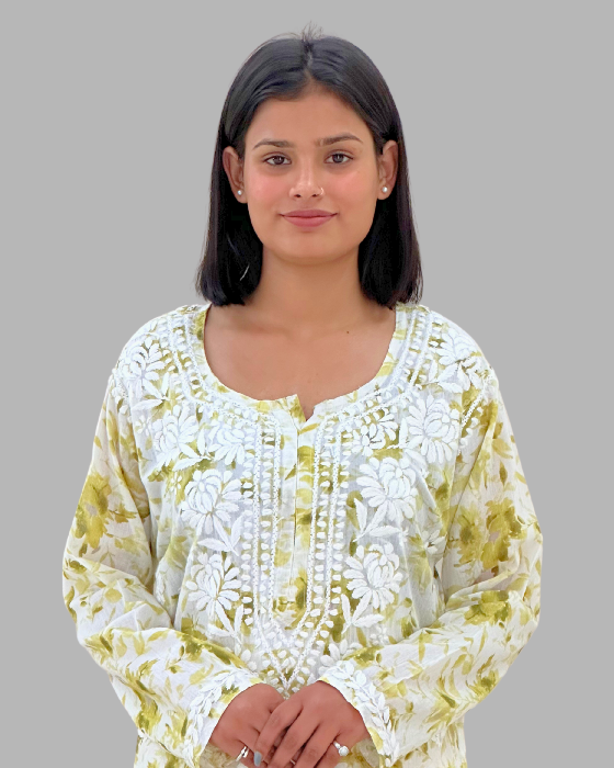 Mehndi Color Chikankari Long Kurta Set Trooking