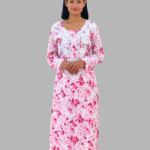 pink floral chikankari long kurta trooking