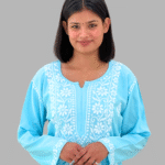 2_Pcs_Sky_Blue_Chikankari_Long_Kurta_Set_1 sky blue chikankari long kurta set for women