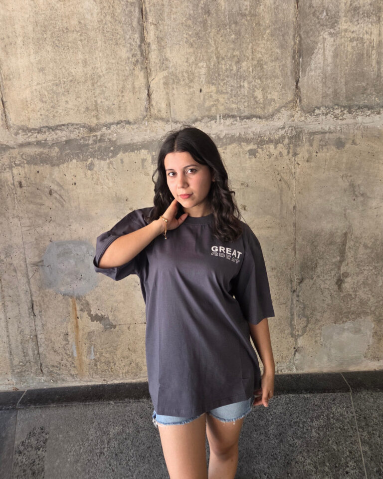 Dark Grey Short-Sleeved, Oversized T-shirt