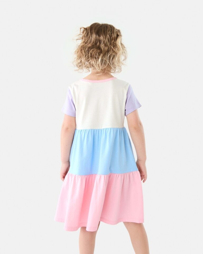 Colour Block Tiered T-shirt Dress