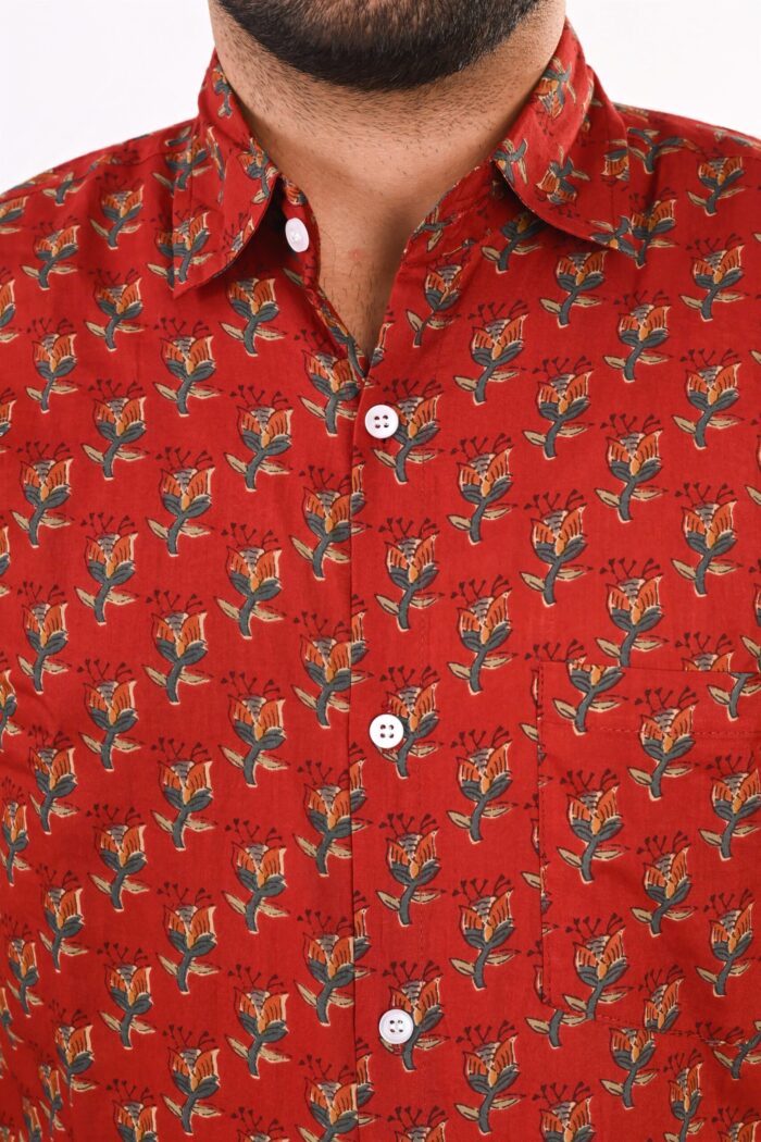 Rust Jaipuri Full Sleeve Printed Shirt for Men