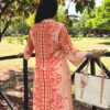 orange floral print design kurta set