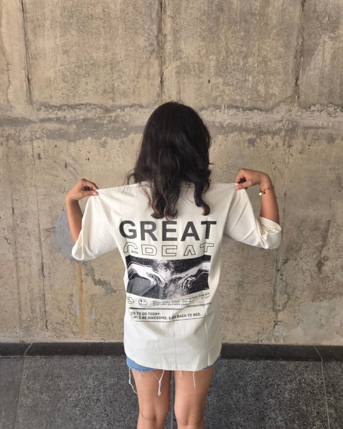 White Short-Sleeved, Oversized T-shirt