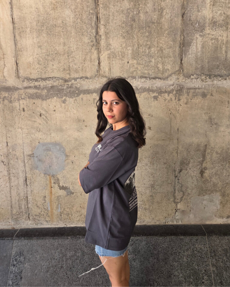 Dark Grey Short-Sleeved, Oversized T-shirt