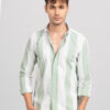 Premium Oxford Cotton Green Stripes Casual Shirt (SF)