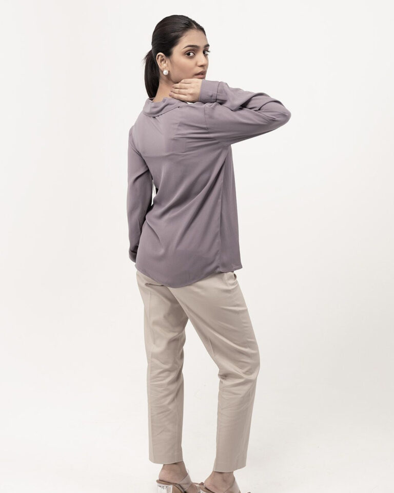 Levender V  Neck Pintex Top