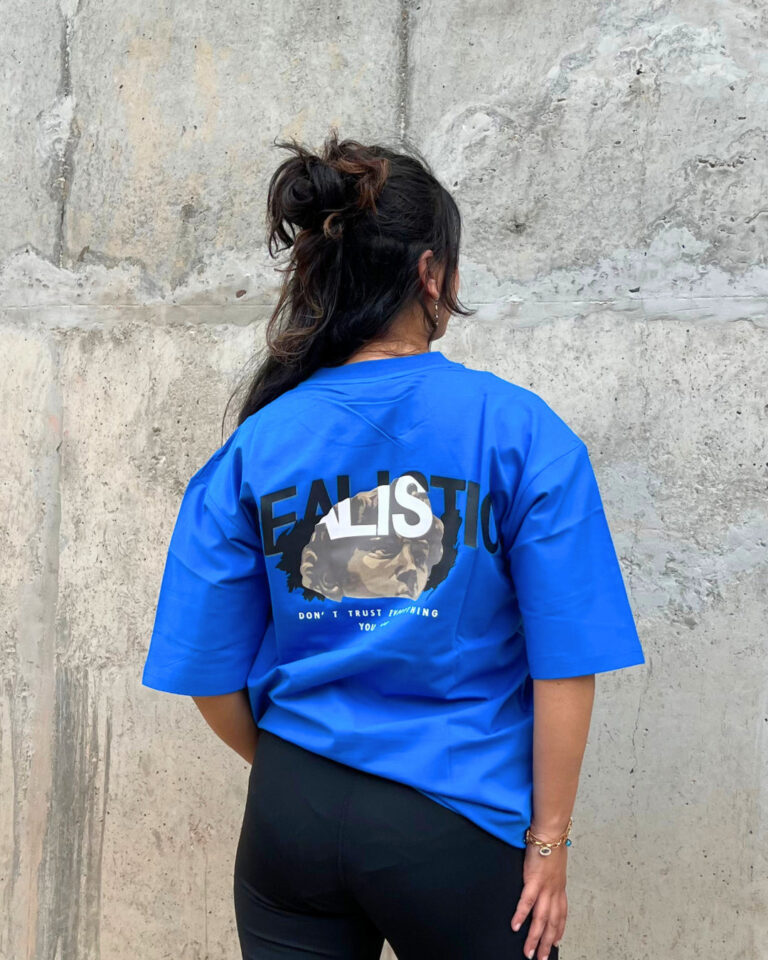 Dark Blue Crew Neck Men's Oversized T-Shirt