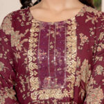 Burgundy Anarkali 3 Pcs suit With Matching Sequence Embroidery