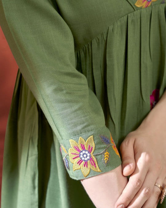 green floral embroidered co-ord set for women