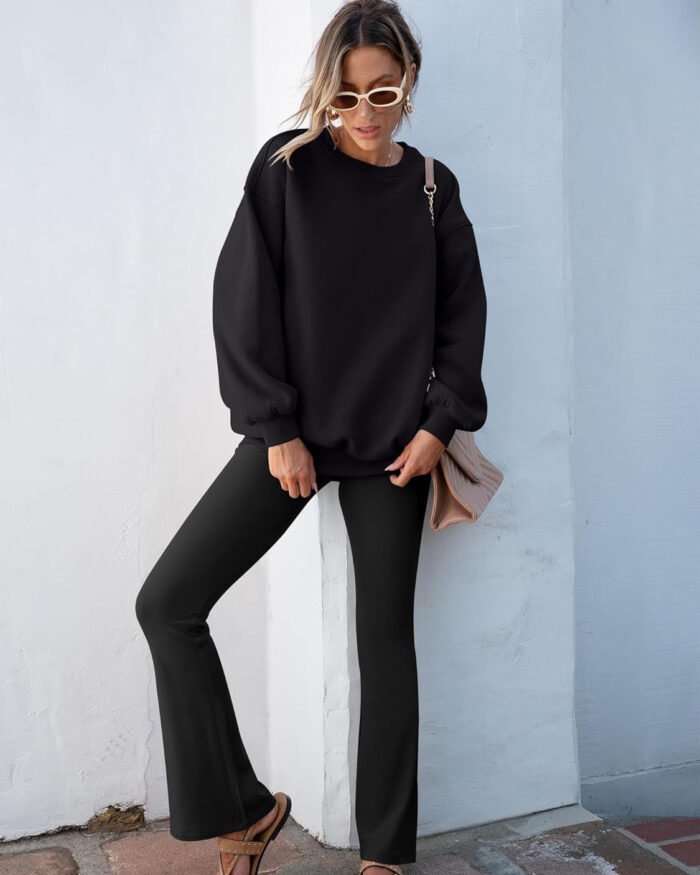 Women Black Bootcut Flared High-Rise Trousers