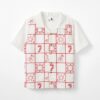 White Short Sleeves Shirt With Red Thread Design For Boys