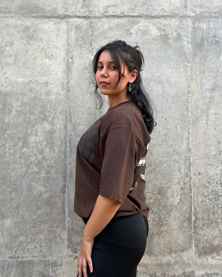 Brown Short-Sleeved, Oversized T-shirt