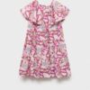 Purple Color With Leaf  Pattern Kids Frock