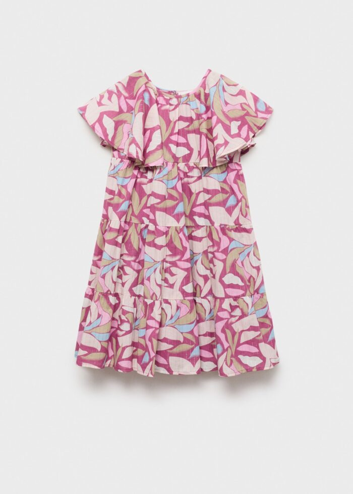 Purple Color With Leaf  Pattern Kids Frock
