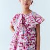 Purple Color With Leaf  Pattern Kids Frock