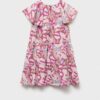 Purple Color With Leaf  Pattern Kids Frock