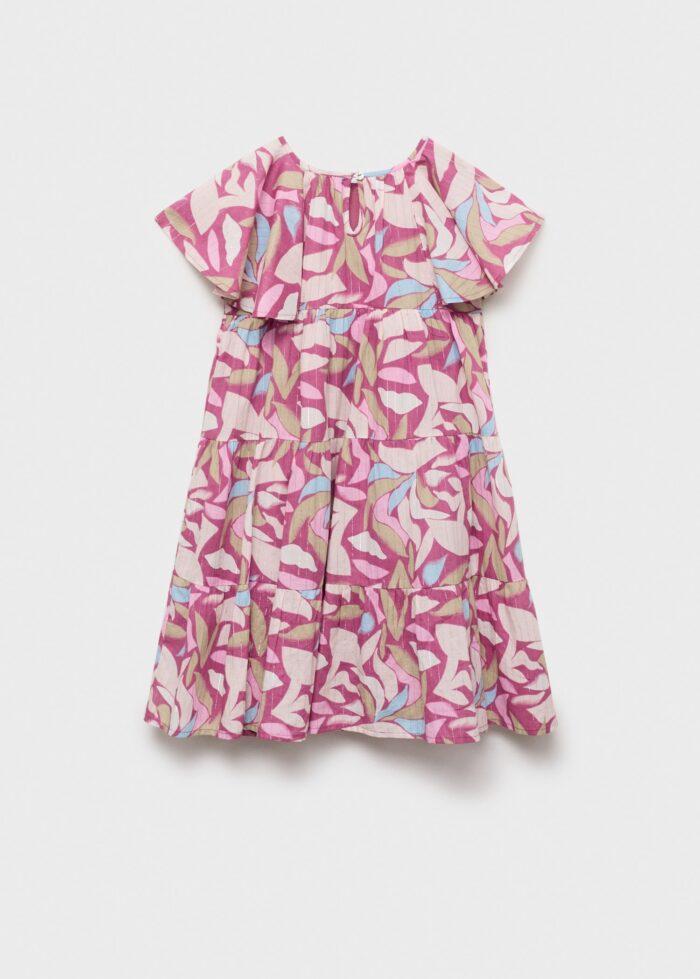 Purple Color With Leaf  Pattern Kids Frock