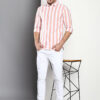 Premium Oxford Cotton Peach Stripes Casual Shirt (SF)