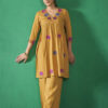 Yellow floral embroidered co-ord set for women