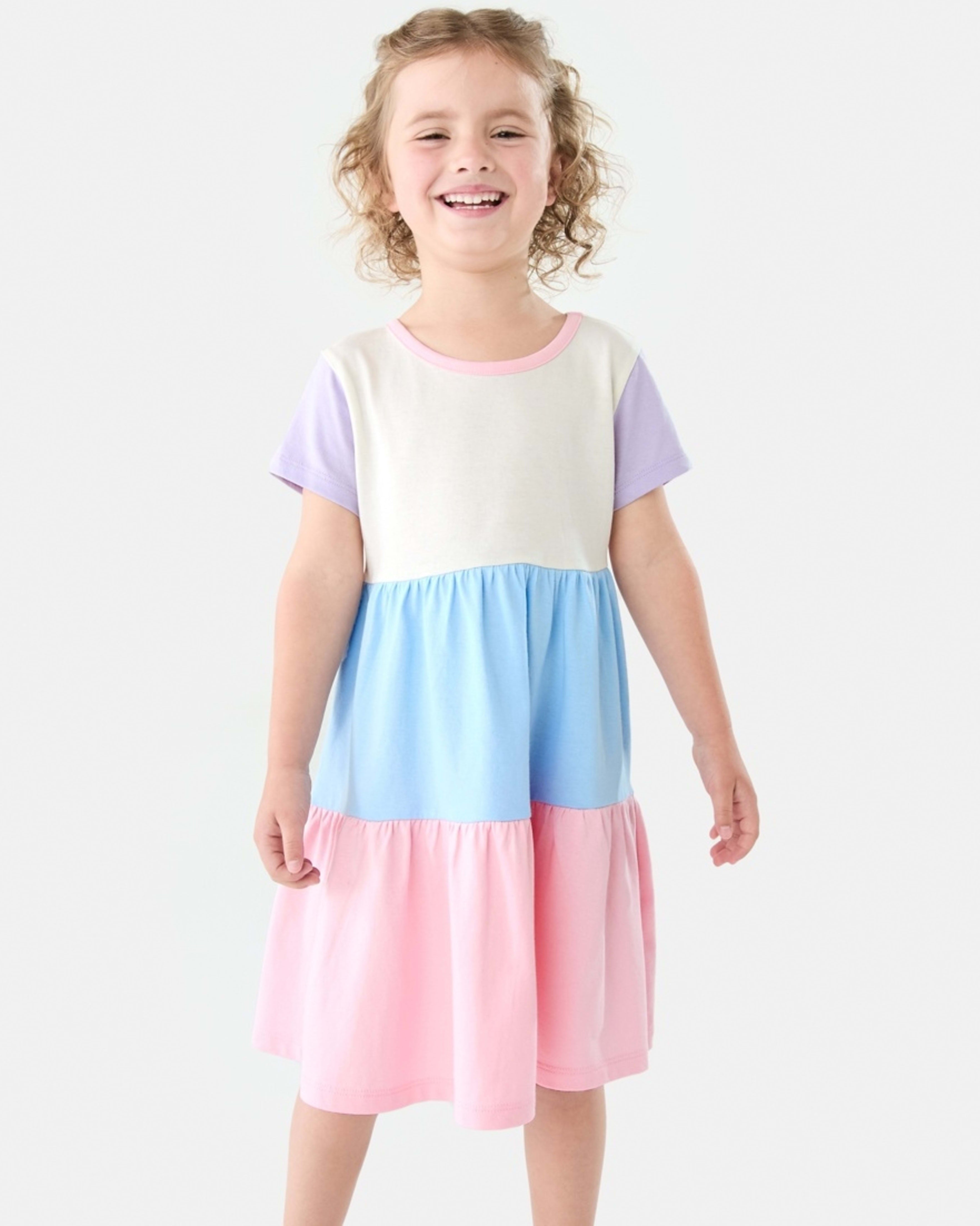 Colour Block Tiered T-shirt Dress