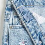 Light Blue Full Embroidered Hot Shorts For Girls